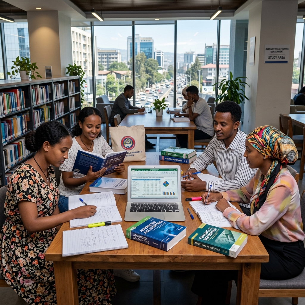 Ethiopian students studying accounting and finance